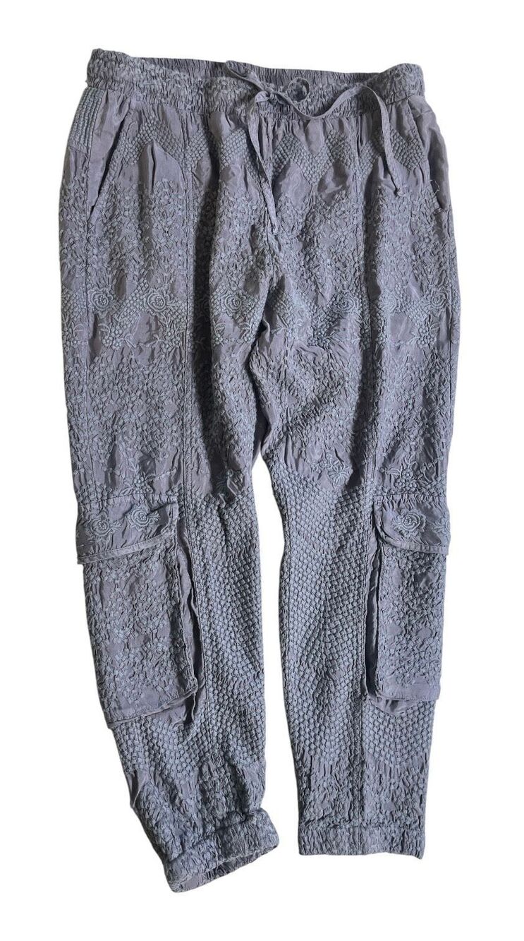 Johnny Was lace look and embroidered pants beige sz Small NWOT